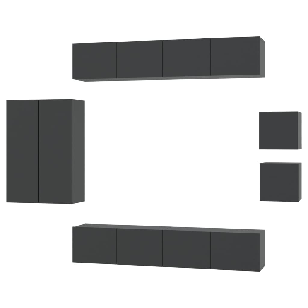 8-częściowy zestaw szafek telewizyjnych, czarny