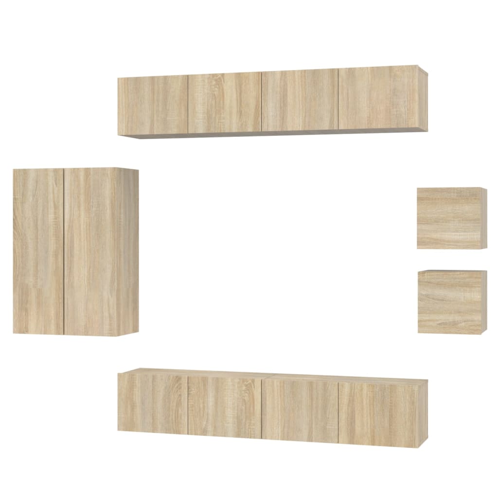 Thumbnail - vidaXL 8-tlg. TV-Schrank-Set Sonoma-Eiche Holzwerkstoff