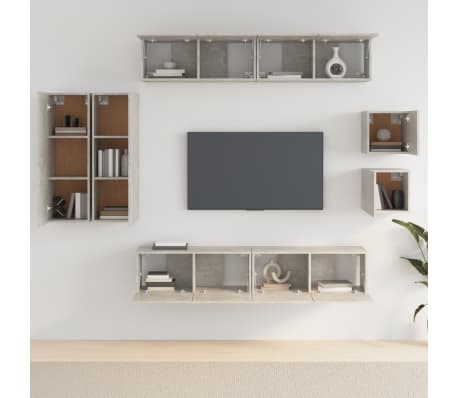 vidaXL 8d&iacute;ln&yacute; set TV skř&iacute;něk betonově &scaron;ed&yacute; kompozitn&iacute; dřevo