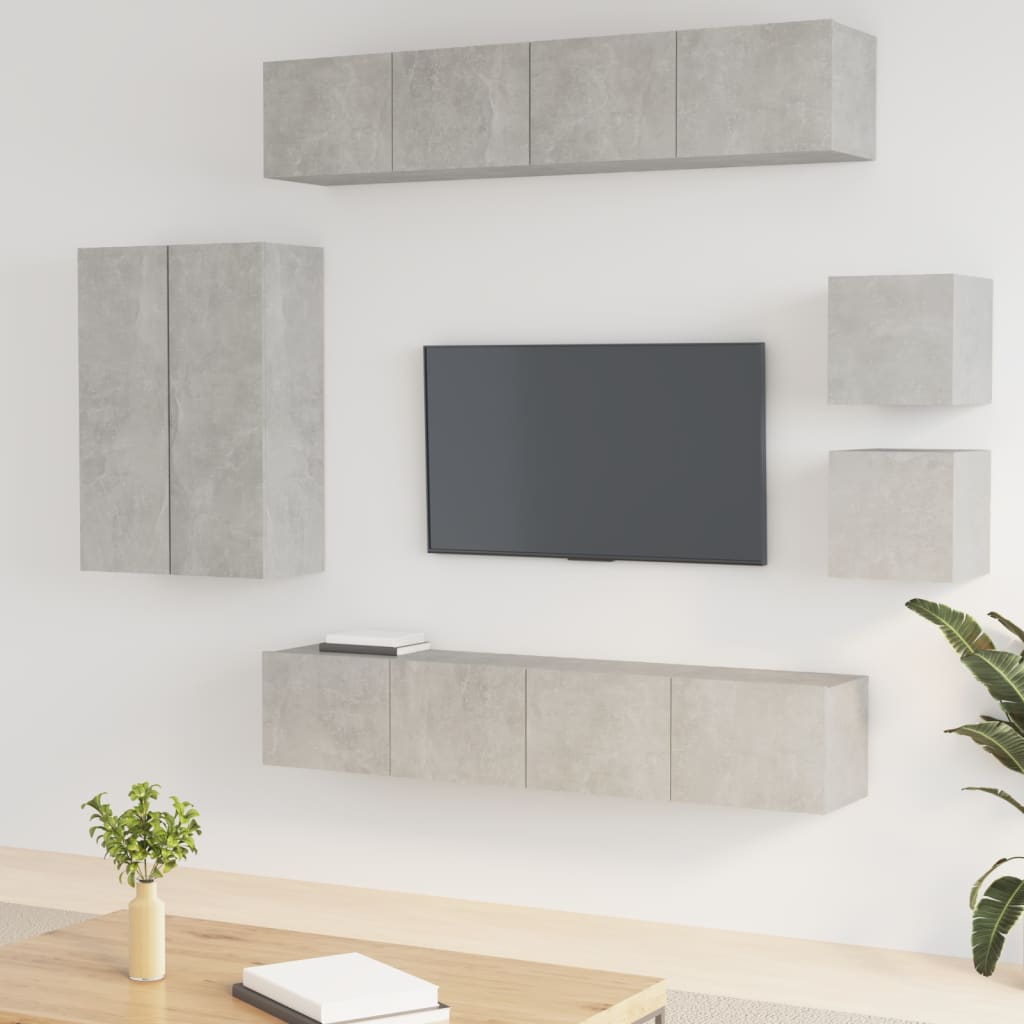 vidaXL 8-czciowy zestaw szafek telewizyjnych, szaro betonu