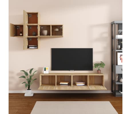 vidaXL 7 Piece TV Cabinet Set Sonoma Oak Engineered Wood