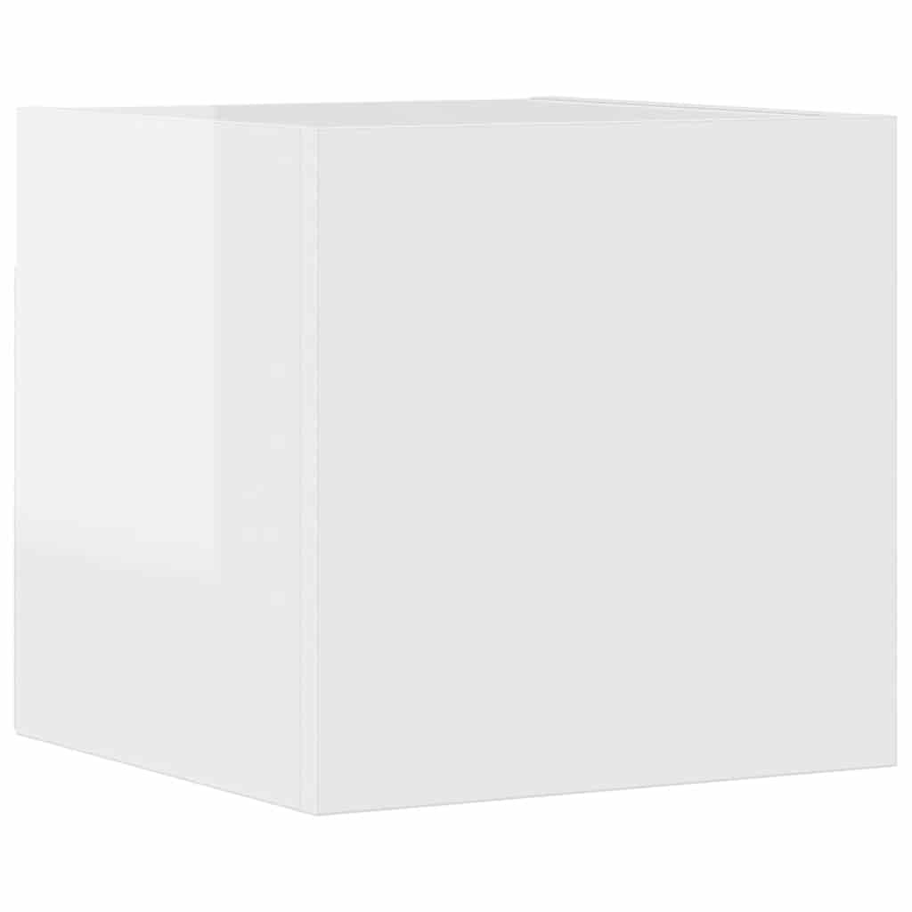 Set dulapuri TV, 7 piese, alb extralucios, lemn prelucrat