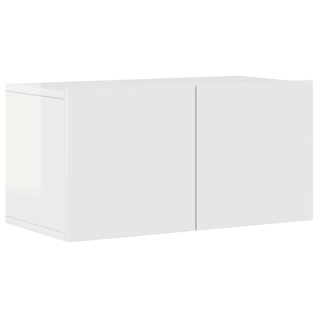 Set dulapuri TV, 7 piese, alb extralucios, lemn prelucrat