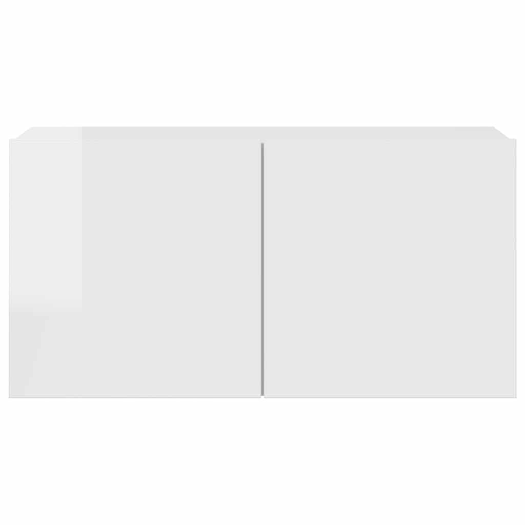 Set dulapuri TV, 7 piese, alb extralucios, lemn prelucrat