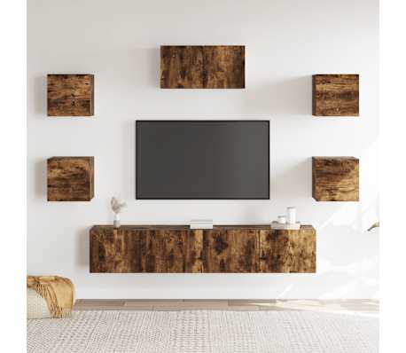 vidaXL 7-tlg. TV-Schrank-Set R&auml;uchereiche Holzwerkstoff