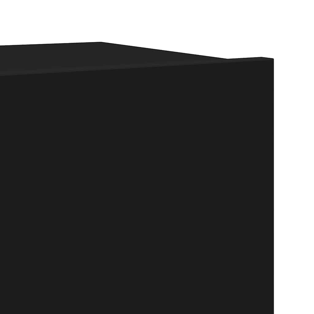 Set dulap TV, 7 piese, negru, lemn prelucrat