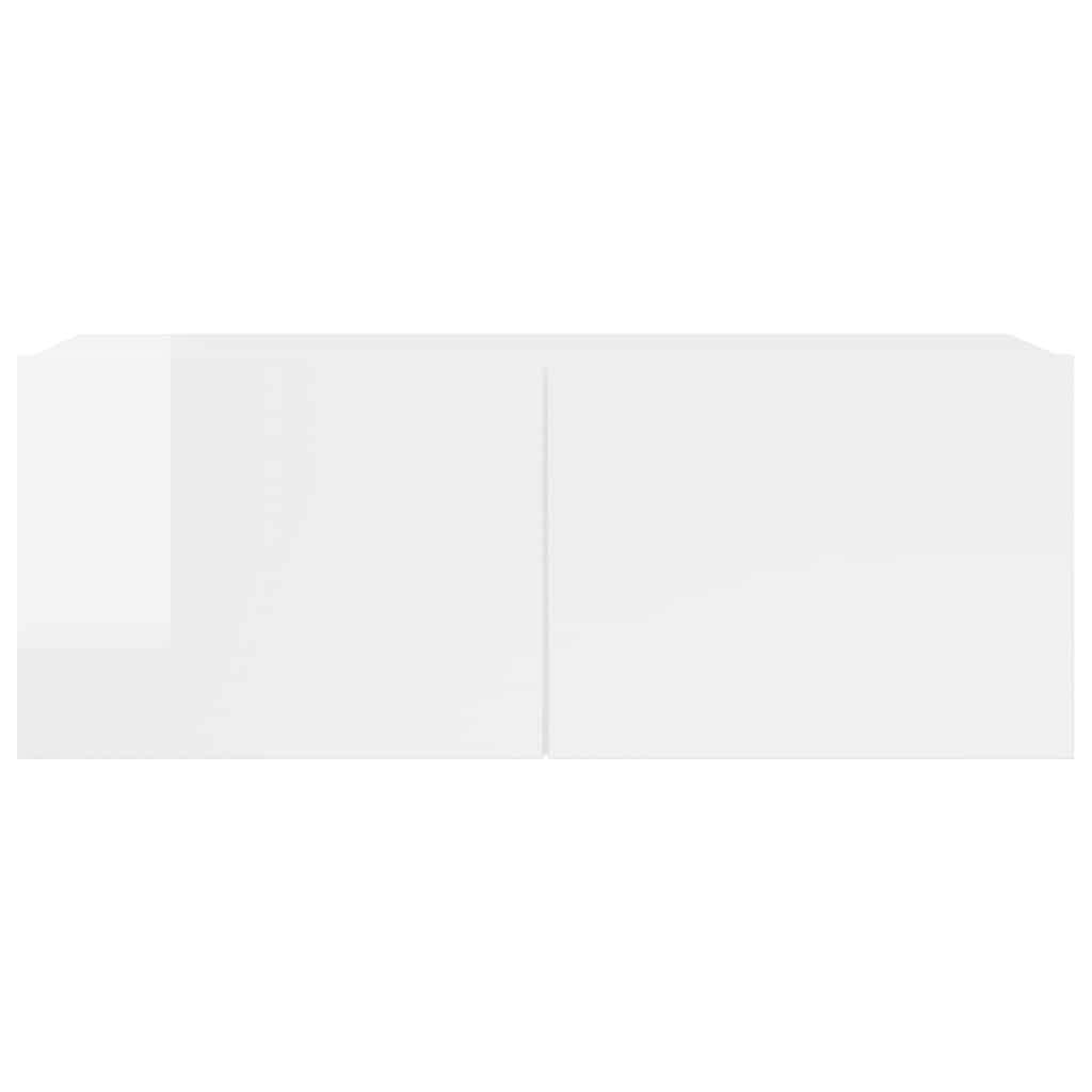 Set dulapuri TV, 7 piese, alb extralucios, lemn prelucrat