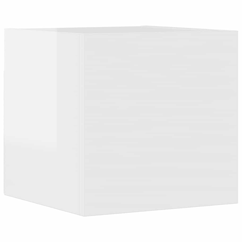 Set dulapuri TV, 7 piese, alb extralucios, lemn prelucrat