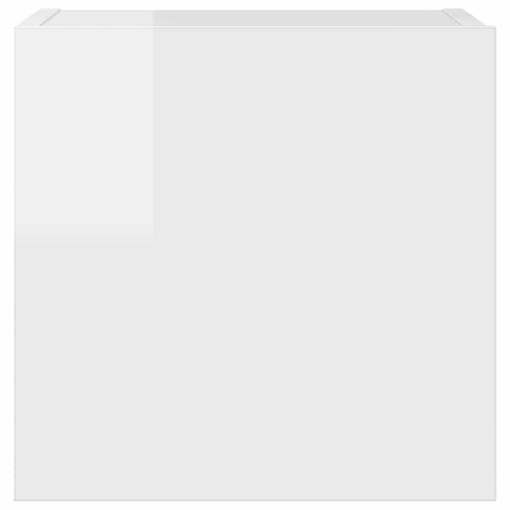 Set dulapuri TV, 7 piese, alb extralucios, lemn prelucrat