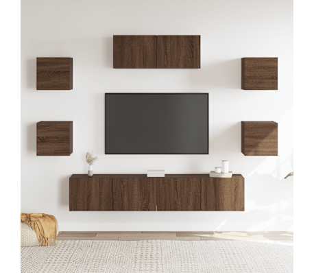 vidaXL Set comode TV, 7 piese, stejar maro, lemn compozit