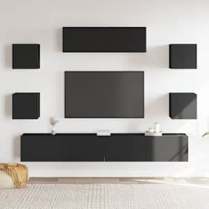 vidaXL Ensemble de meubles TV 7 pcs Noir Bois d'ing&eacute;nierie