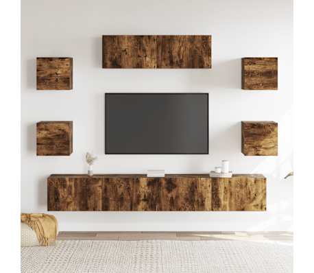 vidaXL 7-tlg. TV-Schrank-Set R&auml;uchereiche Holzwerkstoff