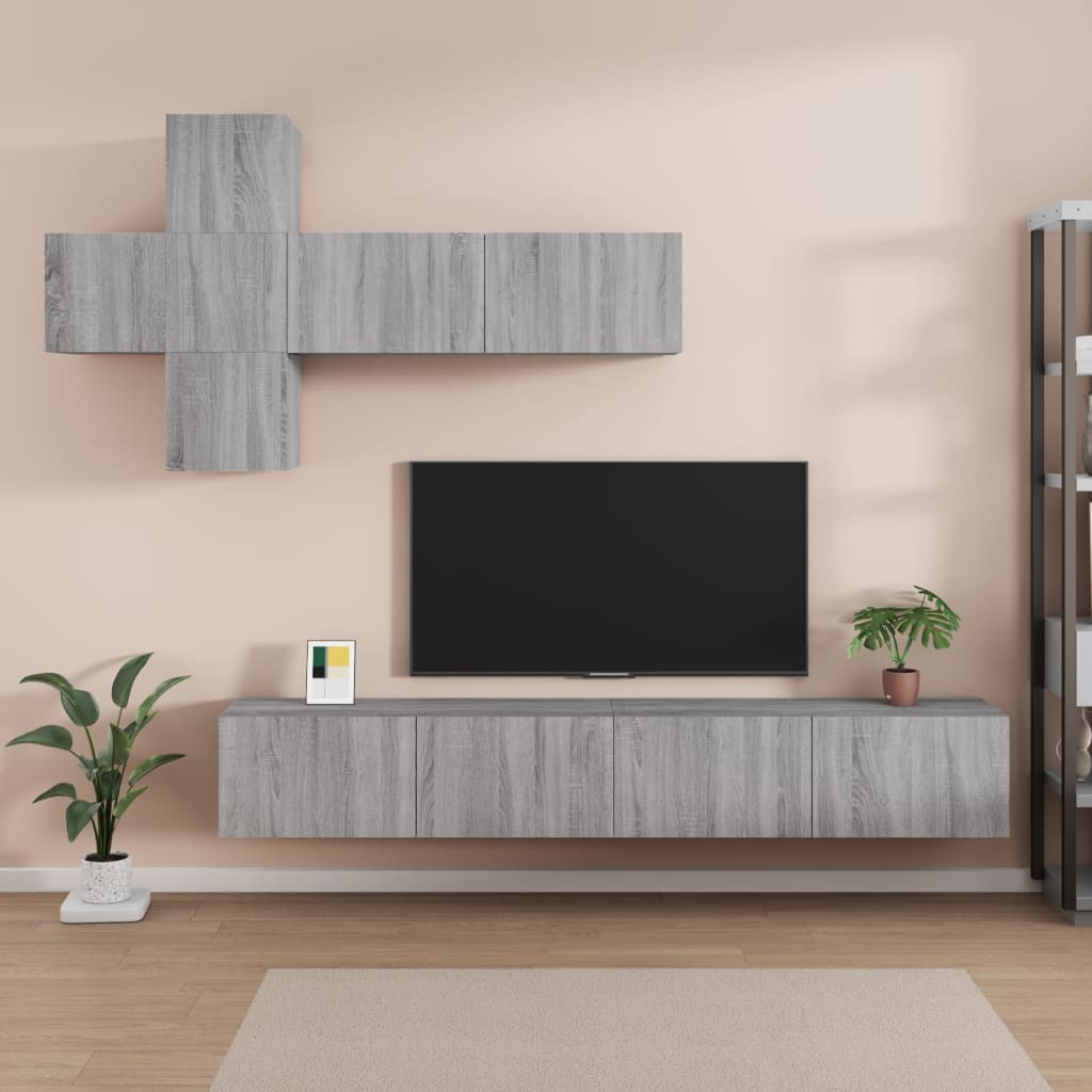 vidaXL 7dílný set TV skříněk šedý sonoma kompozitní dřevo