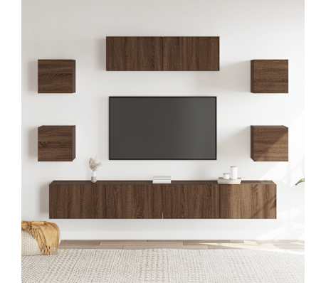 vidaXL Set comode TV, 7 piese, stejar maro, lemn compozit