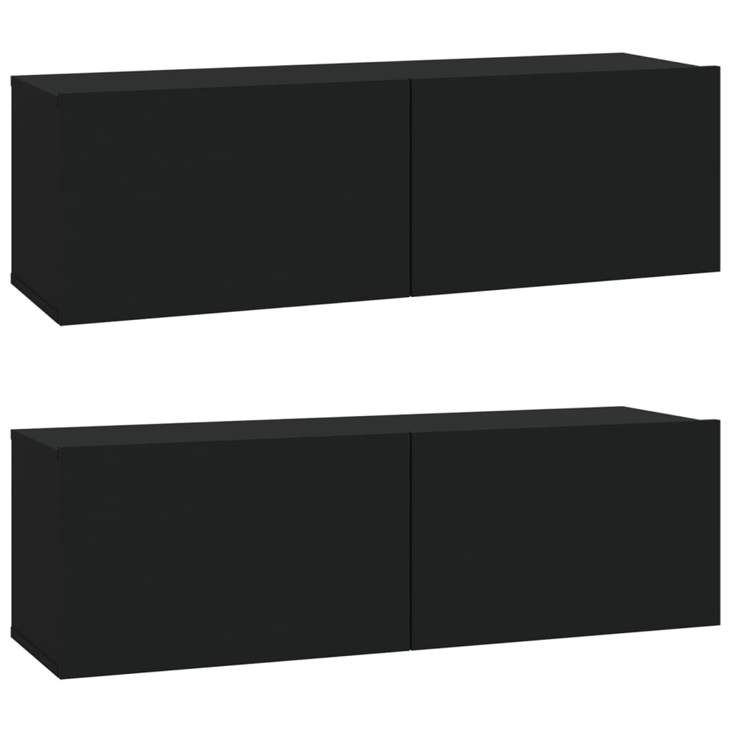 vidaXL 4 Piece TV Cabinet Set Black Engineered Wood