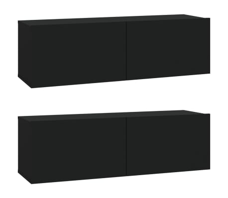 vidaXL 4 Piece TV Cabinet Set Black Engineered Wood