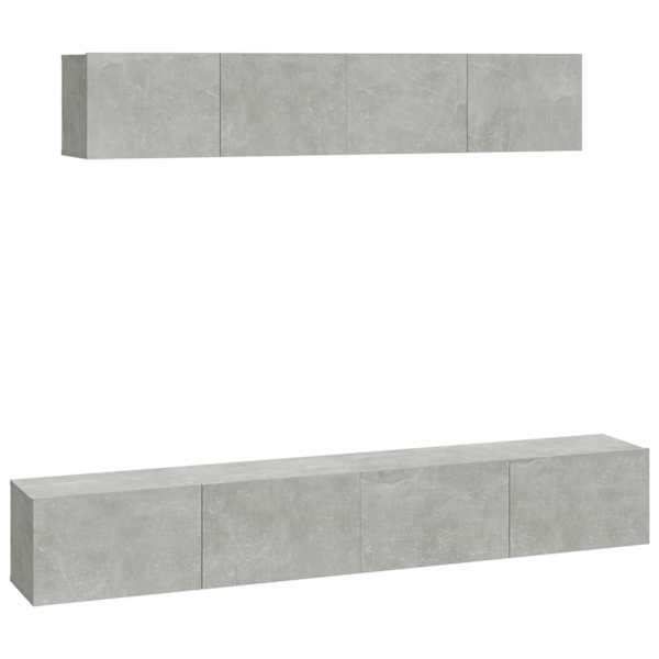 vidaXL 4-osaline telerikappide komplekt, betoonhall, tehispuit