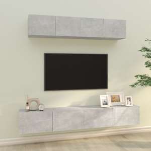 Komplet TV omaric 4-delni betonsko siv inženirski les