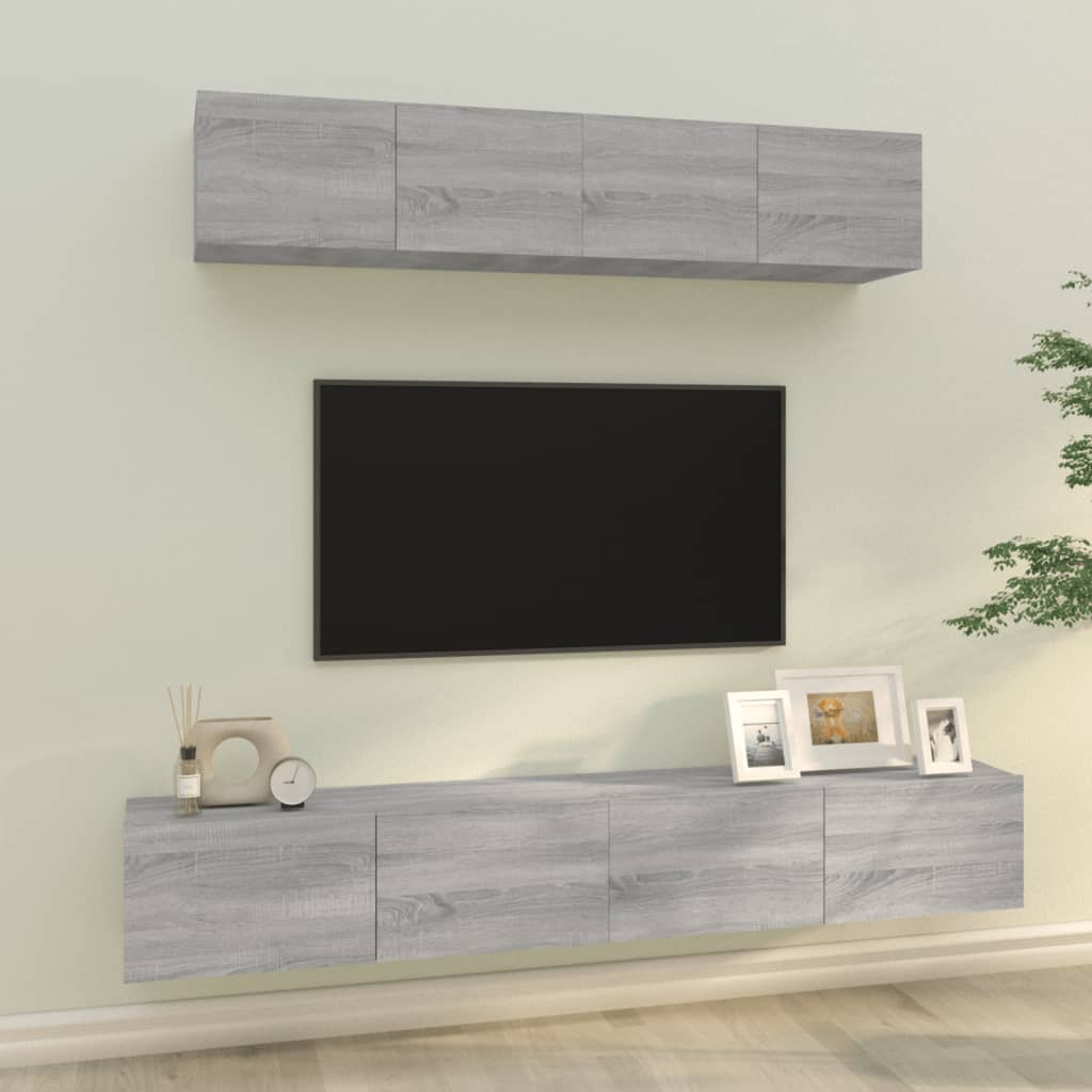 4-tlg. TV-Schrank-Set Grau Sonoma Holzwerkstoff kaufen