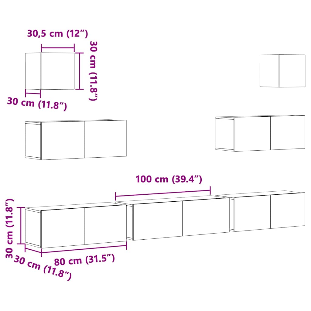 tv-skabssæt 7 dele konstrueret træ sonoma-eg 10 8720287106906 g en hd 9