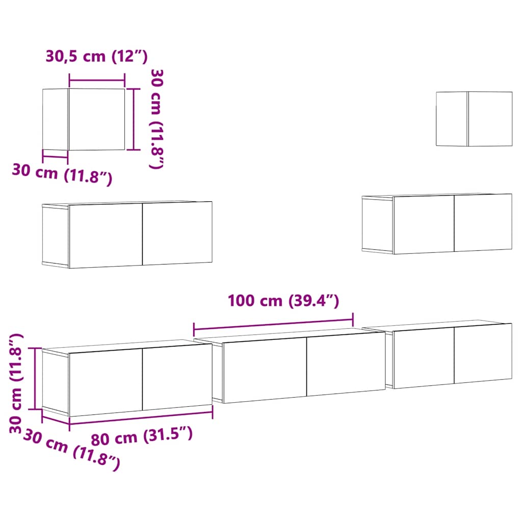 vidaXL 7-tlg. TV-Schrank-Set Räuchereiche Holzwerkstoff – Bild 10