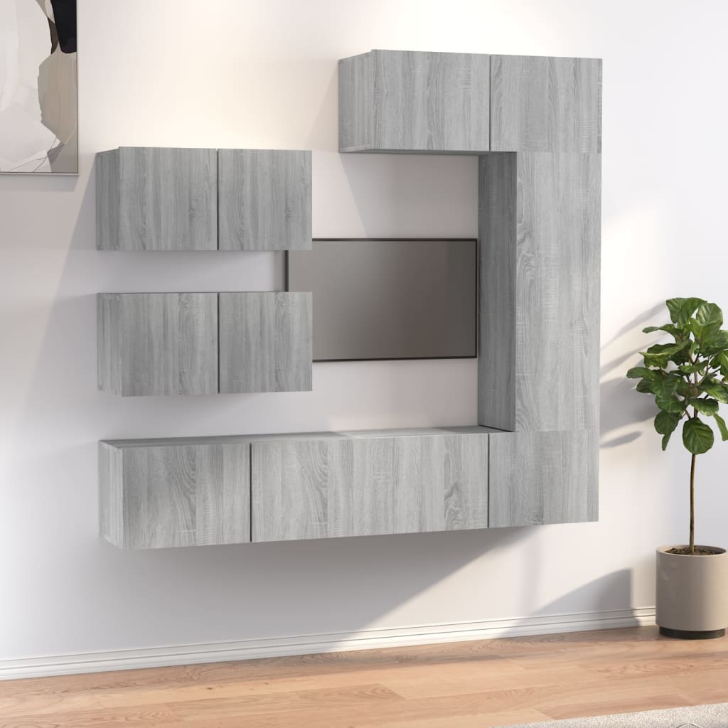 vida XL 6-tlg. TV-Schrank-Set Grau Sonoma Holzwerkstoff