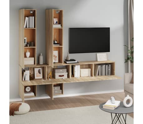 vidaXL Sieninė televizoriaus spintelė, ąžuolo, apdirbta mediena
