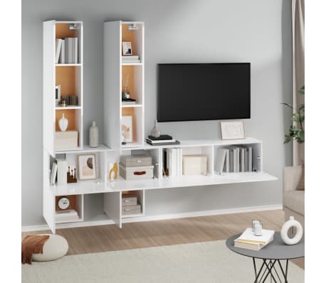 vidaXL Wall-mounted TV Cabinet High Gloss White Engineered Wood