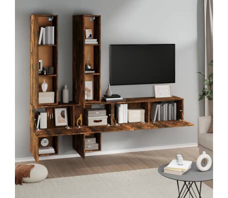 vidaXL Wall-mounted TV Cabinet Smoked Oak Engineered Wood