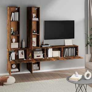 vidaXL Wall-mounted TV Cabinet Smoked Oak Engineered Wood