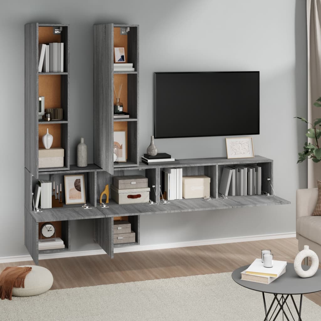 vidaXL Mueble de pared para TV madera contrachapada gris sonoma