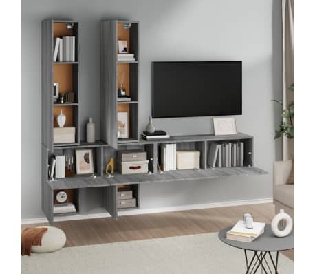 vidaXL Mueble de pared para TV madera contrachapada gris sonoma