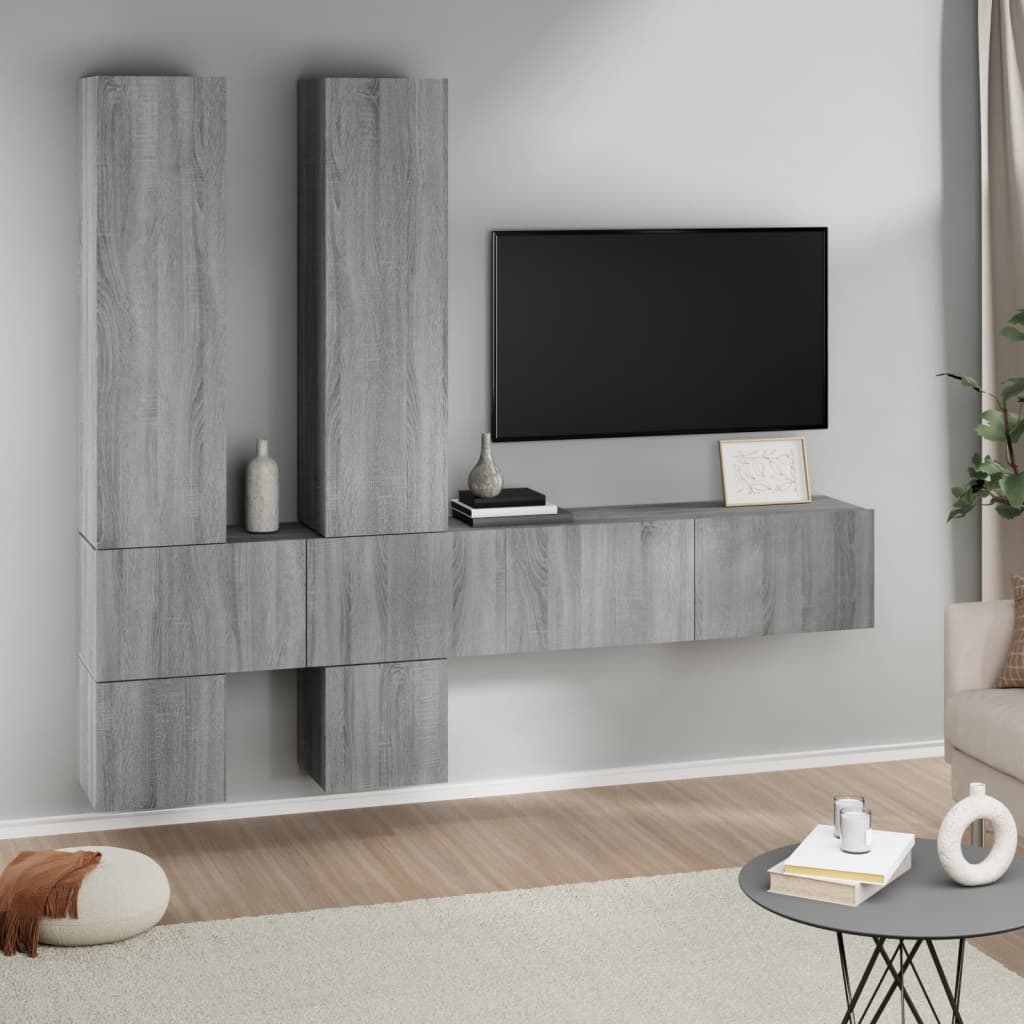vidaXL væghængt tv-bord 37x37x72 cm konstrueret træ grå sonoma-eg