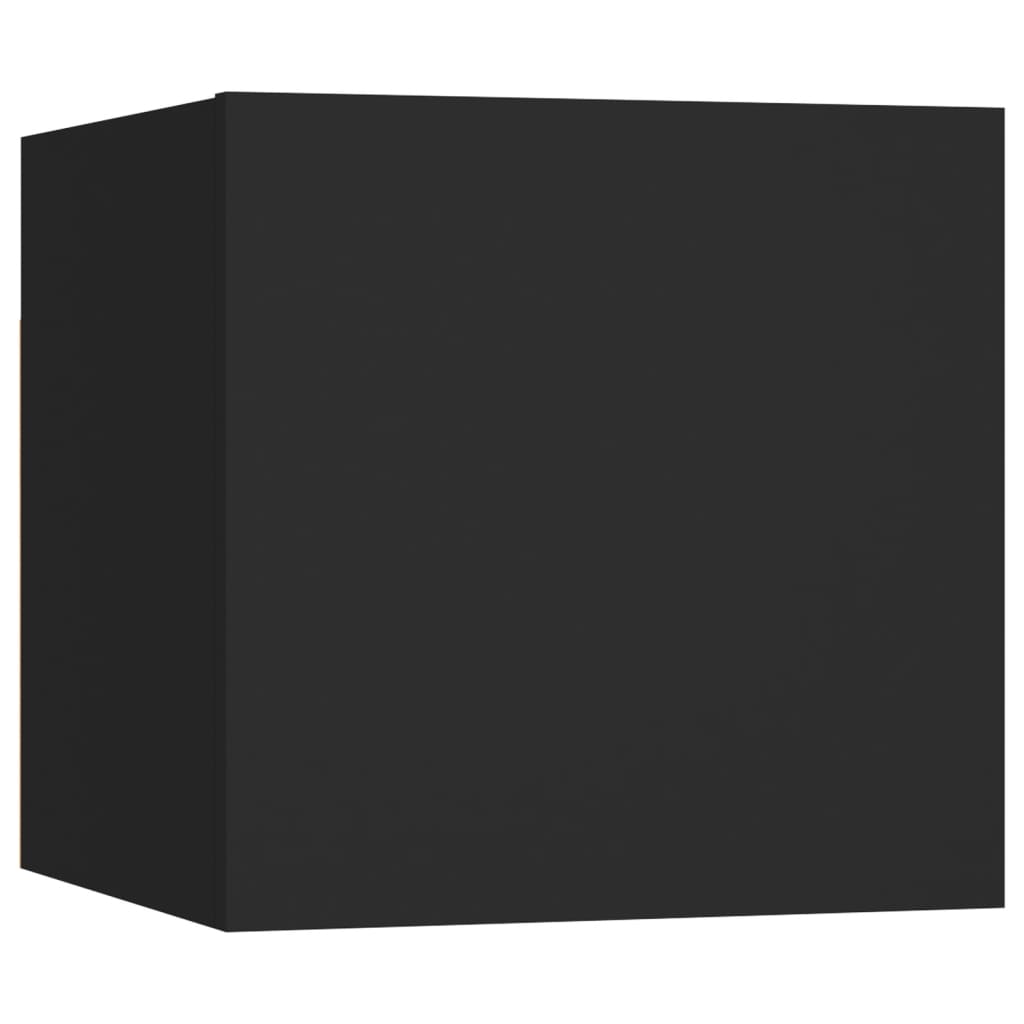 Dulap TV montat pe perete, negru, lemn prelucrat