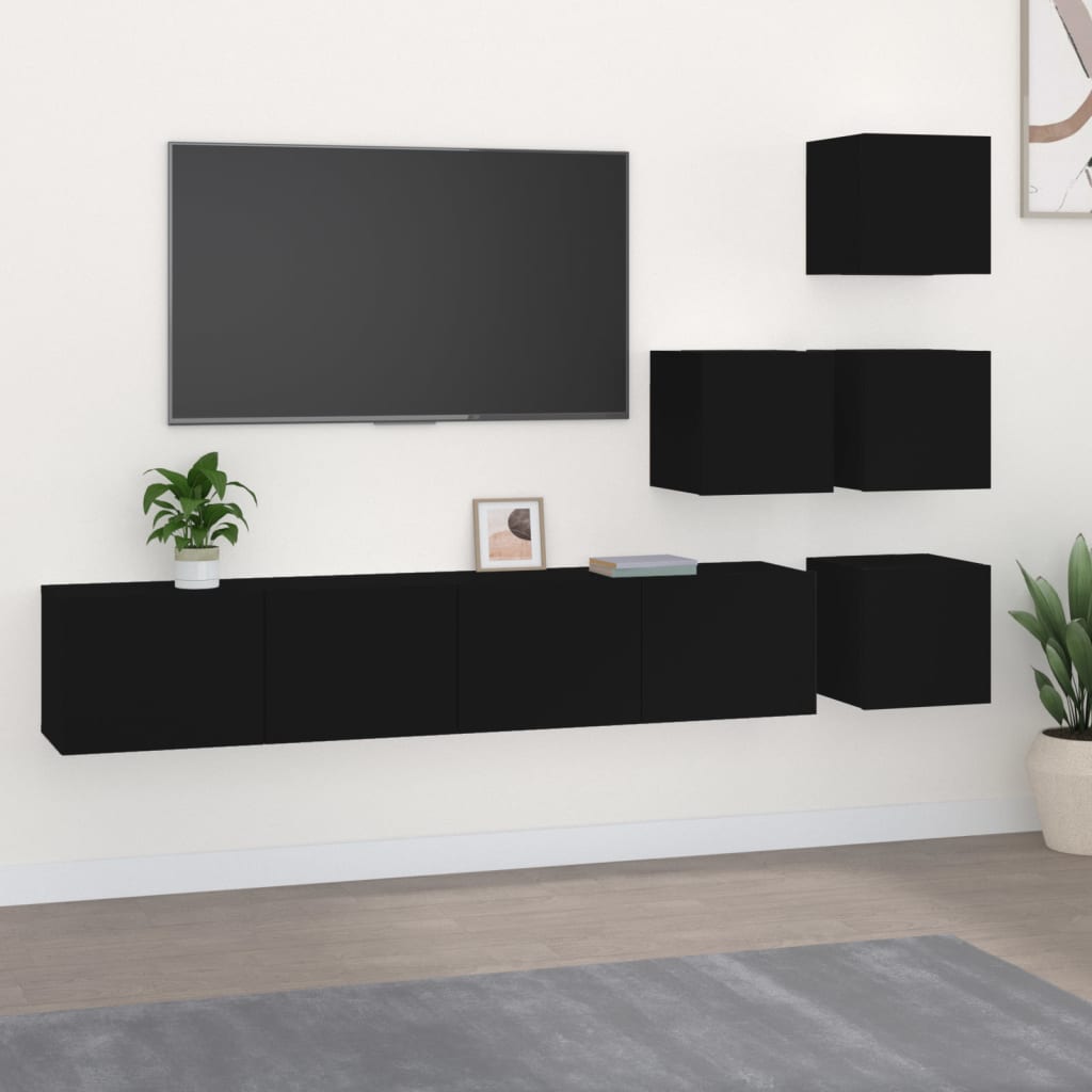 Wall mounted tv 2024 unit black