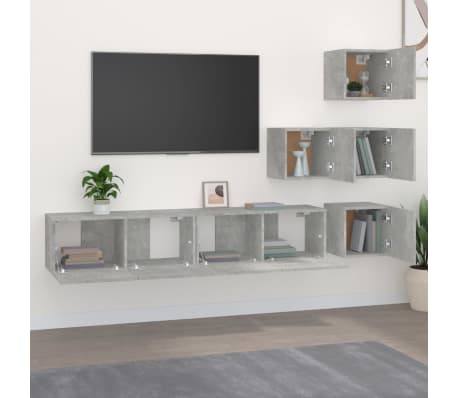 vidaXL Mueble de pared de TV madera contrachapada gris hormigón