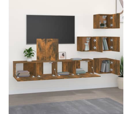 vidaXL f&uuml;st&ouml;s t&ouml;lgy sz&iacute;nű falra szerelhető szerelt fa TV-szekr&eacute;ny