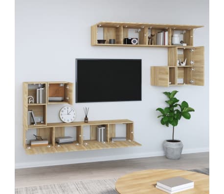 vidaXL Mobile Porta TV a Parete Rovere Sonoma in Legno Multistrato