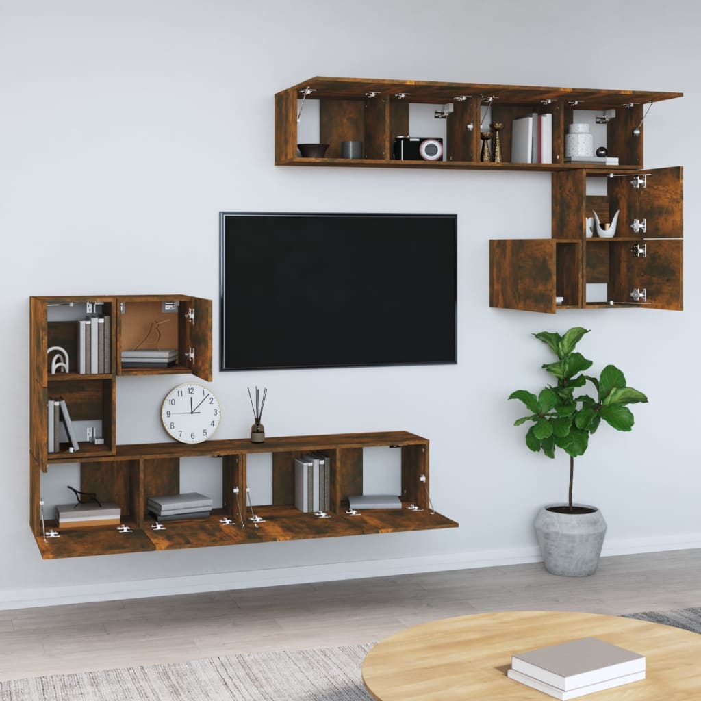 vidaXL Tv-wandmeubel bewerkt hout gerookt eikenkleurig
