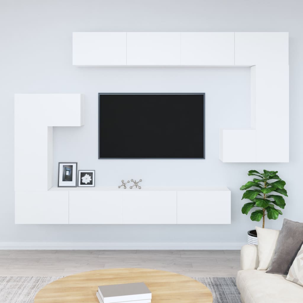 Meuble TV mural Blanc Bois d’ingénierie | meublestv.fr