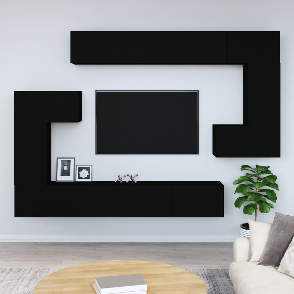 Nástěnná TV skříňka černá kompozitní dřevo