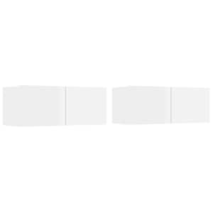 vidaXL TV spintelių komplektas, 6 dalių, baltas, mediena, blizgus