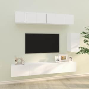 6dílný set TV skříněk bílý kompozitní dřevo - obrázek 1