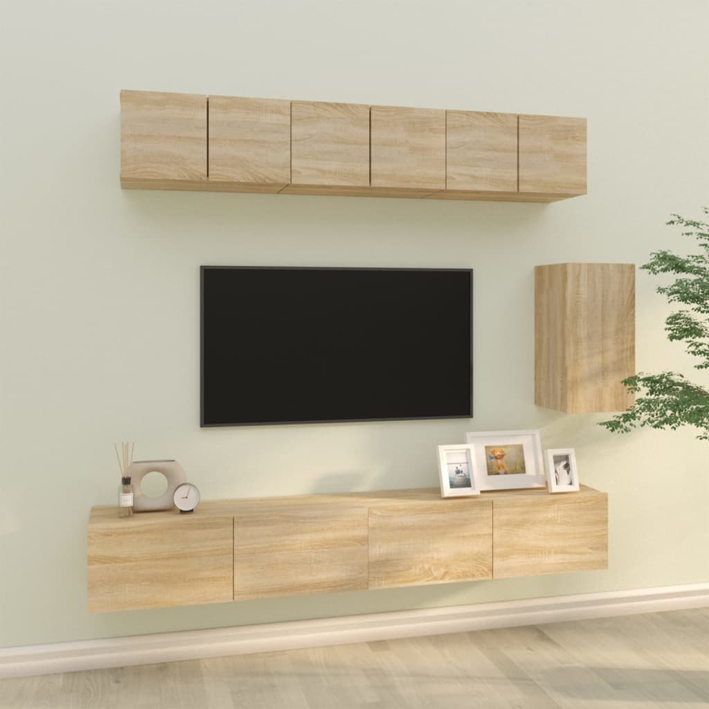 6dílný set TV skříněk dub sonoma kompozitní dřevo