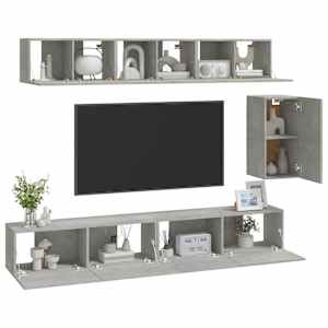 6dílný set TV skříněk betonově šedý kompozitní dřevo - obrázek 3