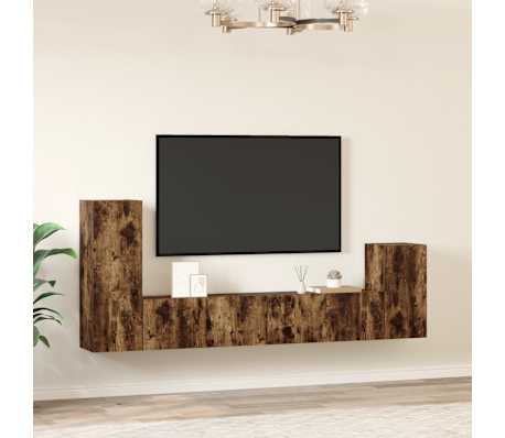 vidaXL TV spintelių komplektas, 4 dalių, dūminio ąžuolo, mediena