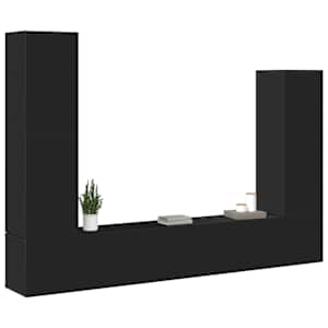 vidaXL TV Cabinet Set Set of 4 Black Engineered wood Large