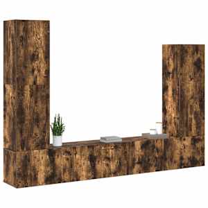 vidaXL Set dulapuri TV, 4 piese, stejar fumuriu, lemn prelucrat