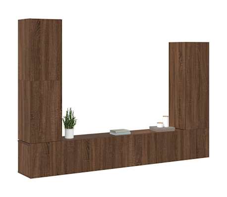 vidaXL Set dulapuri TV, 4 piese, stejar maro, lemn prelucrat