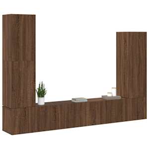 vidaXL Set dulapuri TV, 4 piese, stejar maro, lemn prelucrat